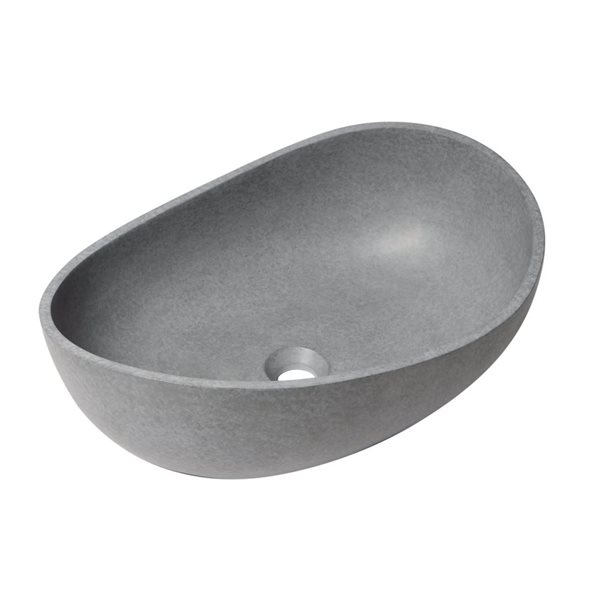 ALFI brand 23-in Matte Gray Solid Concrete Wavy Oval Above Mount Vessel Sink