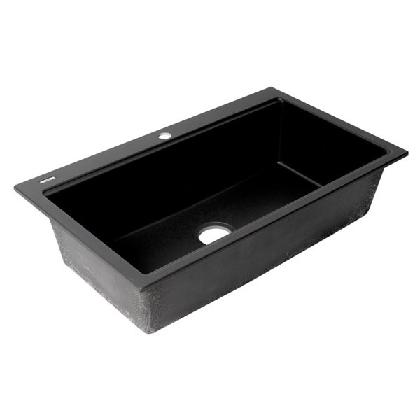 ALFI brand Black 33-in Granite Composite Workstation Step Rim Single Bowl Drop-in Sink w/ Accessories