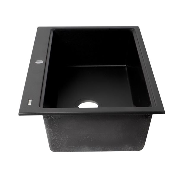 ALFI brand Black 33-in Granite Composite Workstation Step Rim Single Bowl Drop-in Sink w/ Accessories