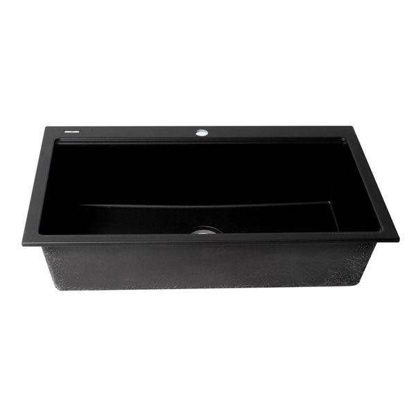 ALFI brand Black 33-in Granite Composite Workstation Step Rim Single Bowl Drop-in Sink w/ Accessories