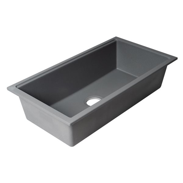 ALFI brand Titanium 33-in Granite Composite Workstation Step Rim Single Bowl Undermount Sink w/ Accessories