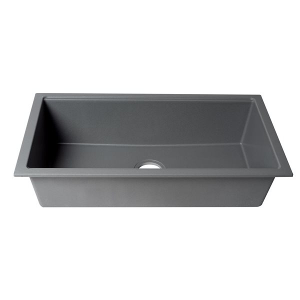 ALFI brand Titanium 33-in Granite Composite Workstation Step Rim Single Bowl Undermount Sink w/ Accessories