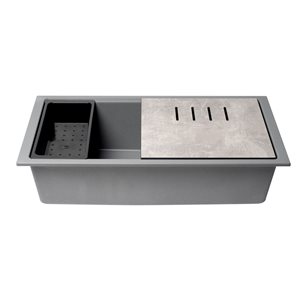 ALFI brand Titanium 33-in Granite Composite Workstation Step Rim Single Bowl Undermount Sink w/ Accessories