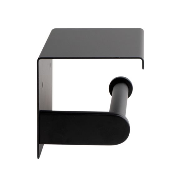 ALFI brand Black Matte Stainless Steel Toilet Paper Holder with Shelf