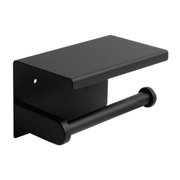 ALFI brand Black Matte Stainless Steel Toilet Paper Holder with Shelf