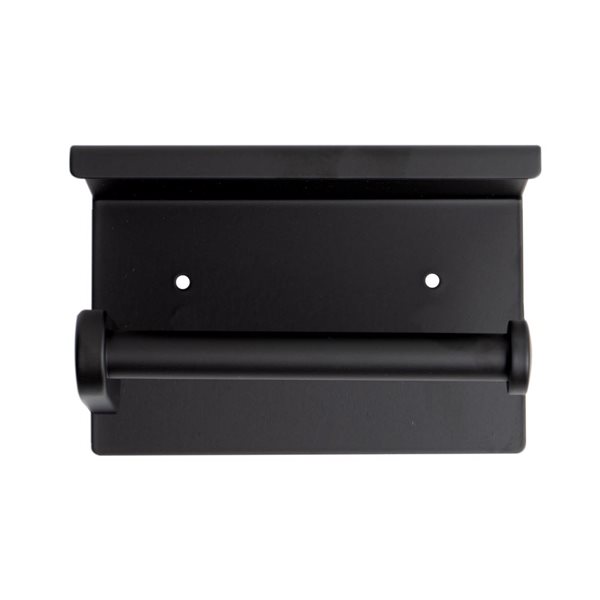 ALFI brand Black Matte Stainless Steel Toilet Paper Holder with Shelf