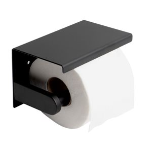 ALFI brand Black Matte Stainless Steel Toilet Paper Holder with Shelf