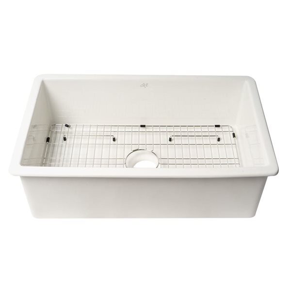 ALFI brand White 32-in x 19-in Single Bowl Fireclay Undermount / Drop-in Fireclay Kitchen Sink