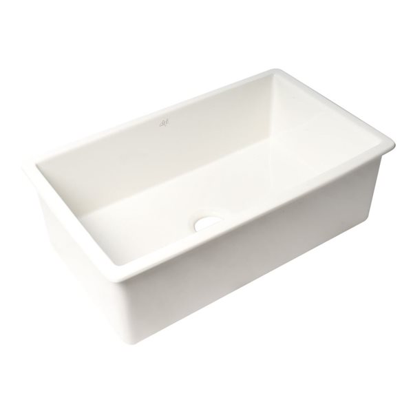 ALFI brand White 32-in x 19-in Single Bowl Fireclay Undermount / Drop-in Fireclay Kitchen Sink