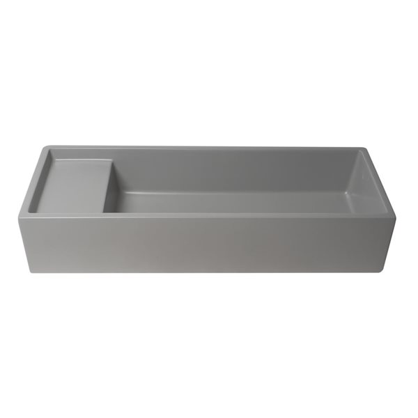 ALFI brand 39-in Matte Gray Above Mount Fireclay Bathroom Trough Sink