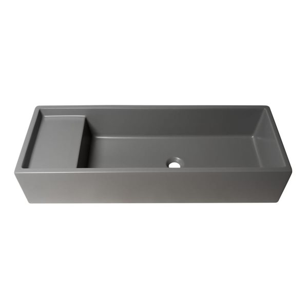 ALFI brand 39-in Matte Gray Above Mount Fireclay Bathroom Trough Sink