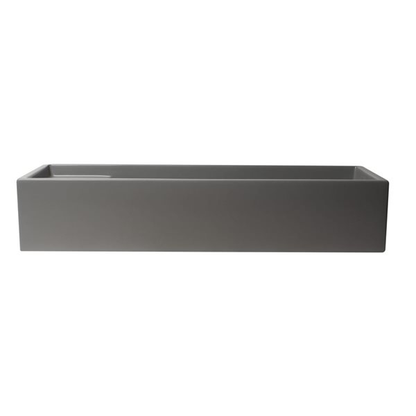 ALFI brand 39-in Matte Gray Above Mount Fireclay Bathroom Trough Sink