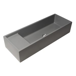 ALFI brand 39-in Matte Gray Above Mount Fireclay Bathroom Trough Sink