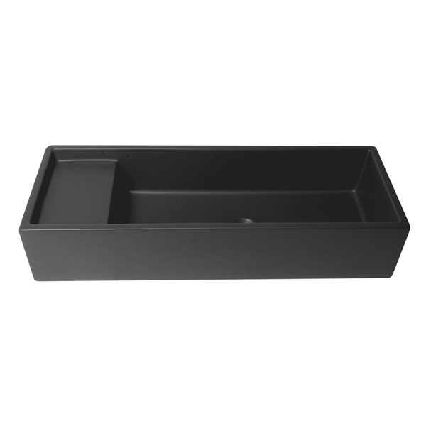 ALFI brand 39-in Black Matte Above Mount Fireclay Rectangular Bathroom Trough Sink