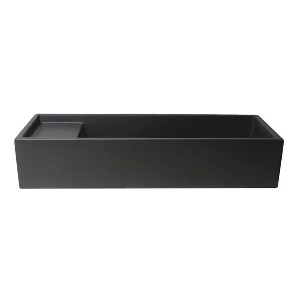 ALFI brand 39-in Black Matte Above Mount Fireclay Rectangular Bathroom Trough Sink