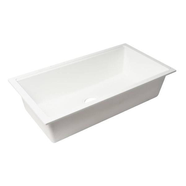 ALFI brand White 33-in Granite Composite Workstation Step Rim Single Bowl Undermount Sink w/ Accessories