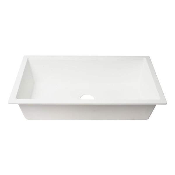 ALFI brand White 33-in Granite Composite Workstation Step Rim Single Bowl Undermount Sink w/ Accessories