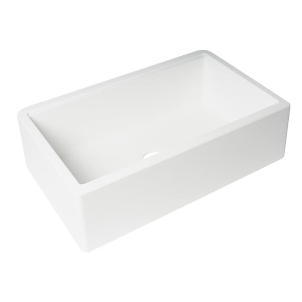 ALFI brand 30-in White Granite Composite Single Bowl Drop-in Farm Sink w/ Accessories