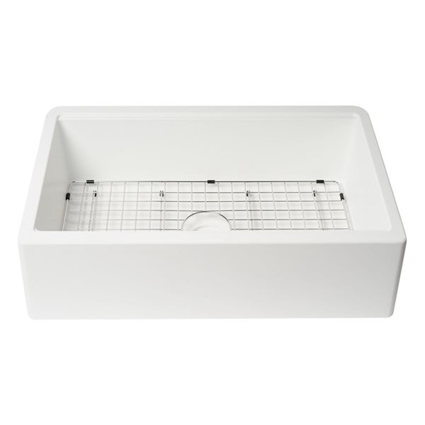 ALFI brand 30-in White Granite Composite Single Bowl Drop-in Farm Sink w/ Accessories