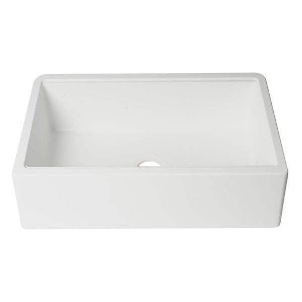 ALFI brand 30-in White Granite Composite Single Bowl Drop-in Farm Sink w/ Accessories