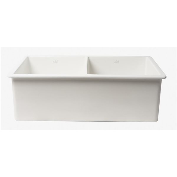 ALFI brand White 32-in x 19-in Double Bowl Undermount / Drop-in Fireclay Kitchen Sink