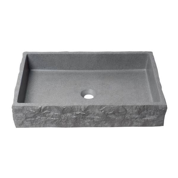 ALFI brand 24-in Matte Gray Solid Concrete Chiseled Style Rectangular Above Mount Sink