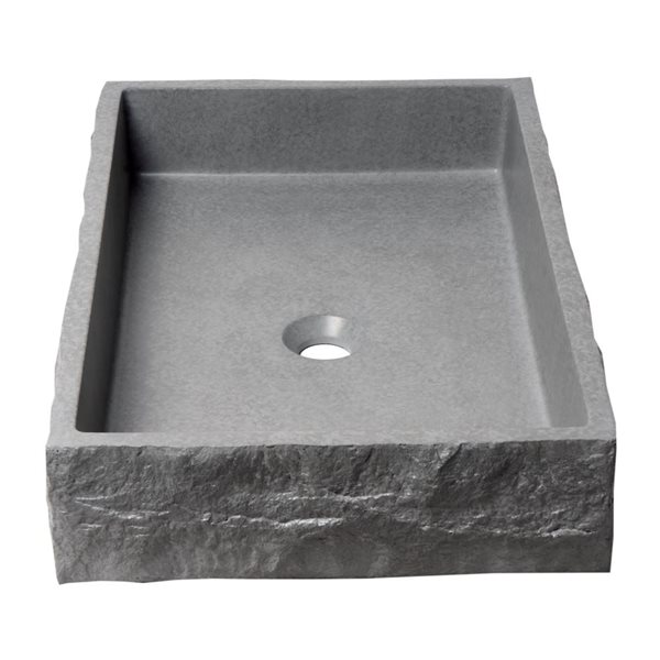 ALFI brand 24-in Matte Gray Solid Concrete Chiseled Style Rectangular Above Mount Sink