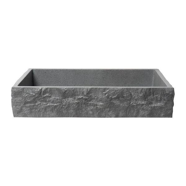 ALFI brand 24-in Matte Gray Solid Concrete Chiseled Style Rectangular Above Mount Sink