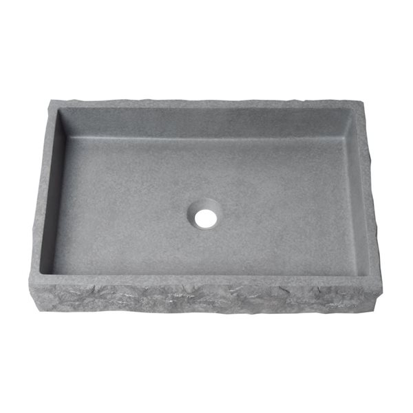 ALFI brand 24-in Matte Gray Solid Concrete Chiseled Style Rectangular Above Mount Sink