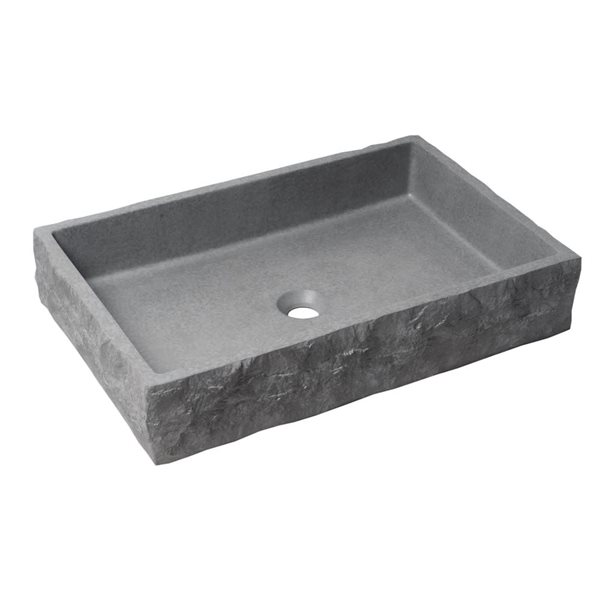 ALFI brand 24-in Matte Gray Solid Concrete Chiseled Style Rectangular Above Mount Sink