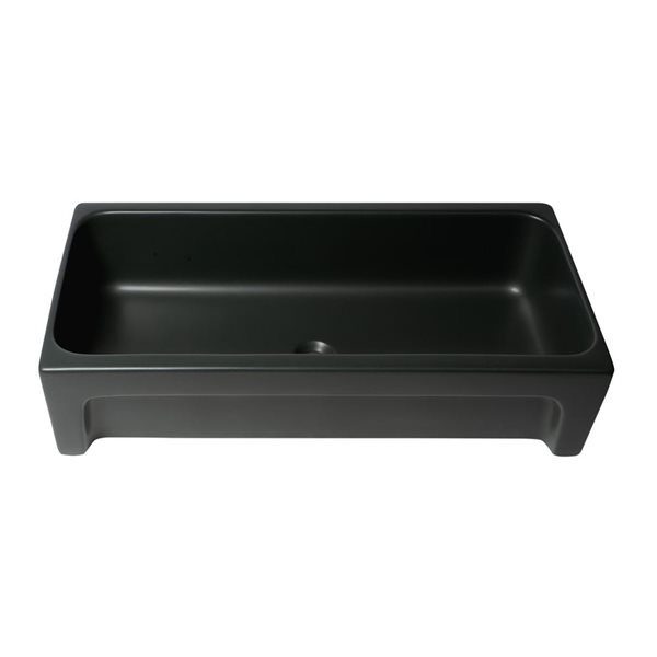 ALFI brand 36-in Matte Black Above Mount Fireclay Rectangular Bathroom Trough Sink