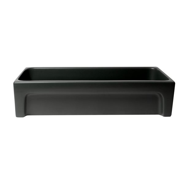 ALFI brand 36-in Matte Black Above Mount Fireclay Rectangular Bathroom Trough Sink