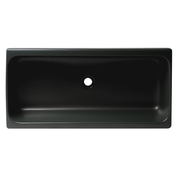 ALFI brand 36-in Matte Black Above Mount Fireclay Rectangular Bathroom Trough Sink