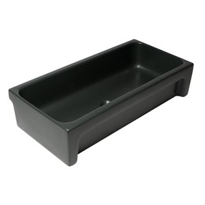 ALFI brand 36-in Matte Black Above Mount Fireclay Rectangular Bathroom Trough Sink