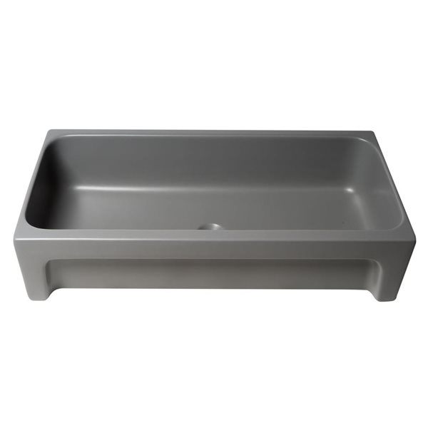 ALFI brand 36-in Matte Gray  Above Mount Fireclay Rectangular Bathroom Trough Sink