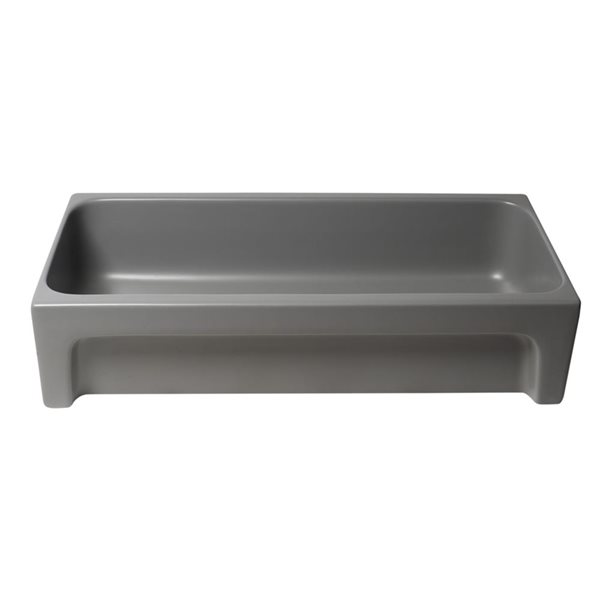 ALFI brand 36-in Matte Gray  Above Mount Fireclay Rectangular Bathroom Trough Sink