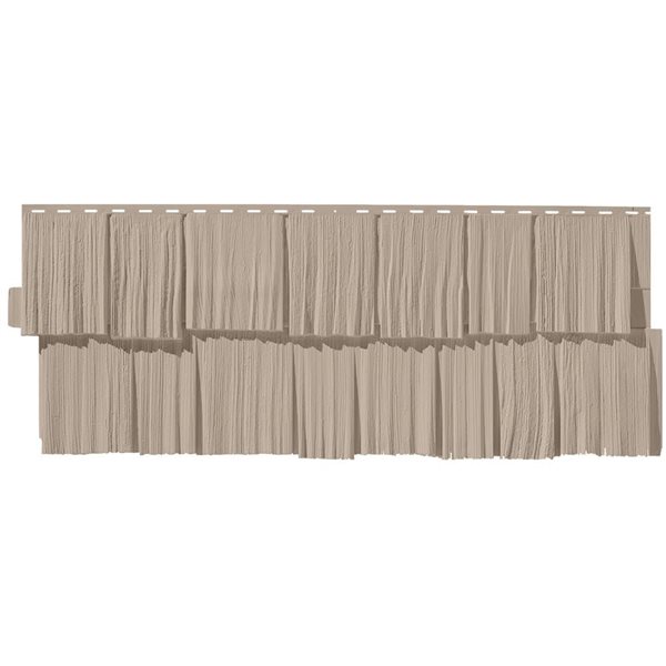 Novik NovikShake 18.8-in x 48.4-in Sandstone HS Hand Split Shake Polymer Siding -  Box of 9 panels (49.4 sq.ft.)