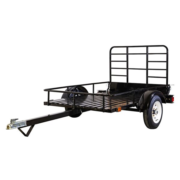 DK2 4-ft x 6-ft Black Single Axle Open Rail Utility Trailer