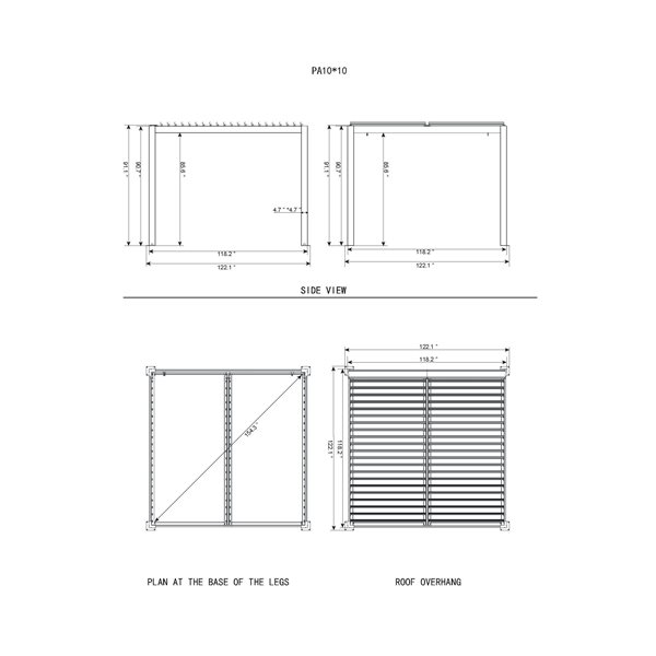 Gazebo Penguin Vikos 10 x 10-ft Grey Aluminum Frame and Galvanized Steel Louvers Pergola