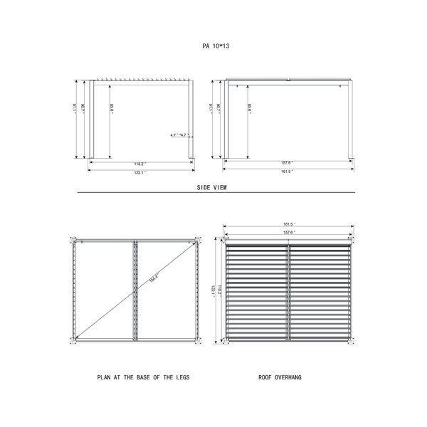 Gazebo Penguin Vikos 10 x 13-ft Grey Aluminum Frame and Galvanized Steel Louvers Pergola