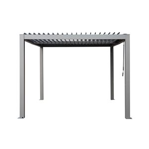 Pergola 10 x 13 pi Vikos par Gazebo Penguin structure en aluminium et persiennes en acier galvanisé, gris