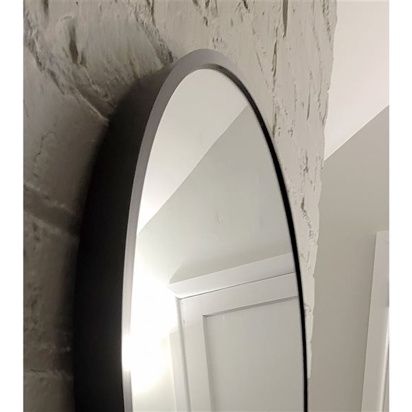 Decor Wonderland Khristy 19 W x 31-in H Black Oval Framed Bathroom Mirror