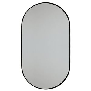 Miroir de salle de bains Khristy de Decor Wonderland 19 l. x 31 po h. ovale à cadre noir
