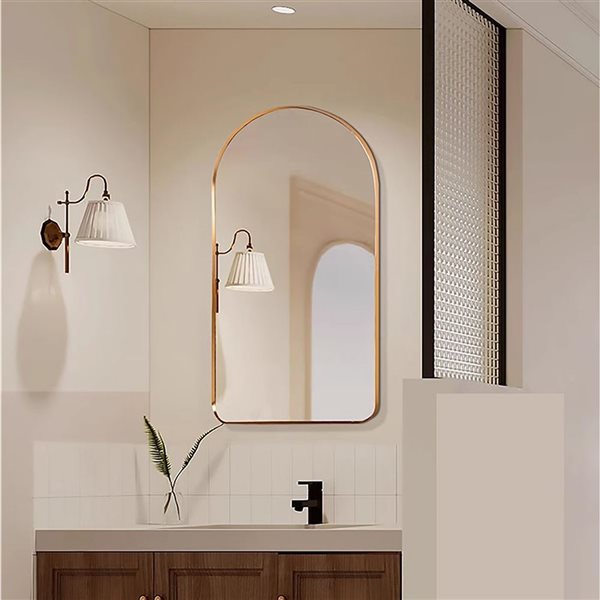 Decor Wonderland Rita 19.5-in Gold Arch Bathroom Mirror