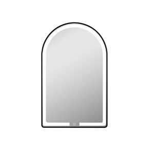 Miroir de salle de bains Rita de Decor Wonderland 19 l. x 31 po h. arqué éclairage à DEL sans buée à cadre noir