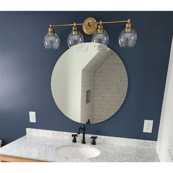 Decor Wonderland Bryce 18-in Silver Round Frameless Bathroom Mirror