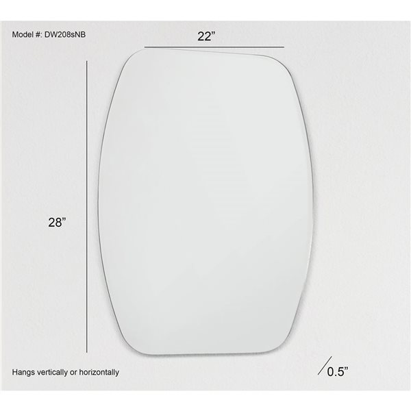 Decor Wonderland Sydney Mini 22-in Silver Rectangular Frameless Bathroom Mirror