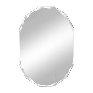 Miroir de salle de bains sans cadre Ascher de Decor Wonderland 22 l. x 28 po h. ovale, argent
