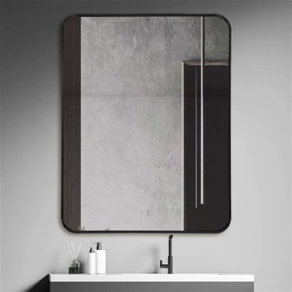 Decor Wonderland Geneva 23.6-in Black Rectangular Bathroom Mirror