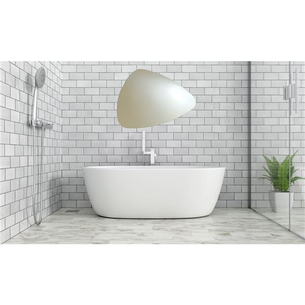 Decor Wonderland Ashley 33.5-in Silver Triangle Frameless Bathroom Mirror